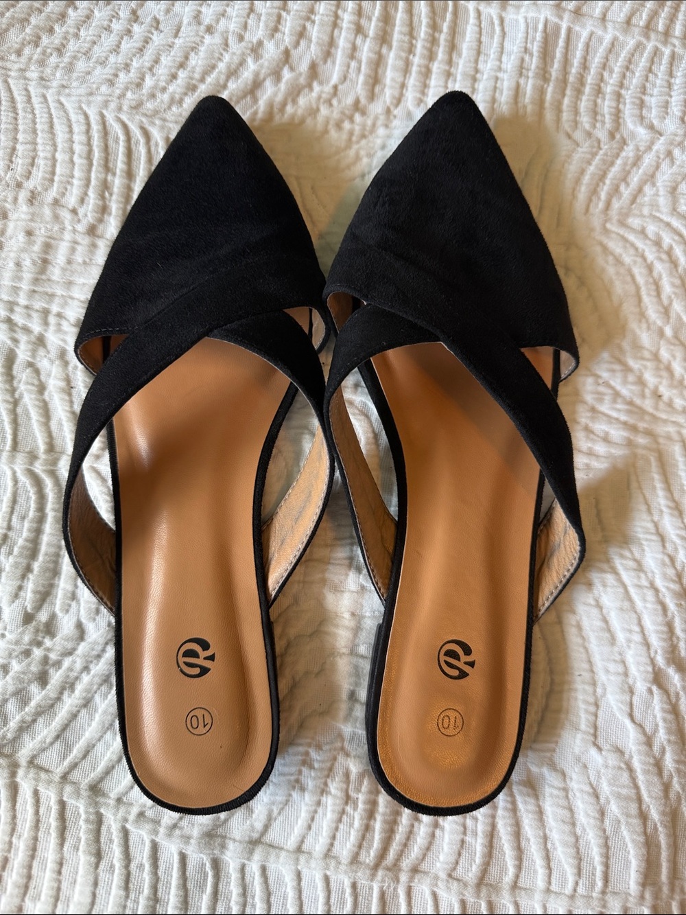Black Pointed-Toe Slip-On Mules - Women